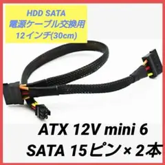 SATA 15ピン x2 - Mini 6ピン 電源ケーブル交換用 12インチ