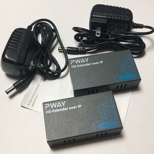 【HDMI エクステンダー】PWAY　HD Extender over IP｜H.264 HDMI Extender over TCP/IP｜箱＋取説＋電源【一部電源確認済】【訳あり】