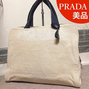 7Z240610X 美品 PRADA プラダ メンズ ブリーフケース ビジネスバッグ 検 トートバッグ ショルダー ボストン リュック レザー 革