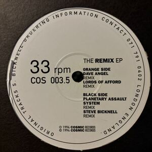 [ Steve Bicknell - The Remix EP - Cosmic Records COS 003.5 ] Planetary Assault Systems/Luke Slater, Dave Angel, Lords Of Afford