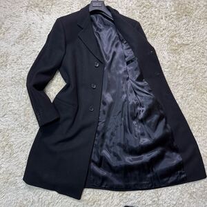 1円〜 未使用品 極上カシミヤ!! ARMANI COLLEZIONI アルマーニコレツィオーニ チェスターコート しつけ糸付き ロング丈 ブラック 48 L位