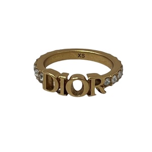 Christian Dior クリスチャン ディオール リング ゴールド XS GP ホワイトクリスタル ロゴ ラインストーン 【美品】 22405R76