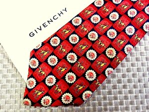 ♪30665C♪良品【馬 乗馬 花 植物 柄】ジバンシィ【GIVENCHY】ネクタイ