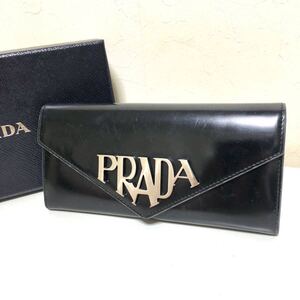 PRADA プラダ 長財布 黒 ブラッシュドレザー