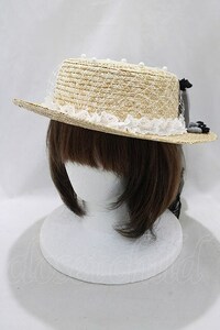 Angelic Pretty / お花レースストローHat ナチュラル/ブラック H-24-08-03-083-AP-AC-NS-ZH