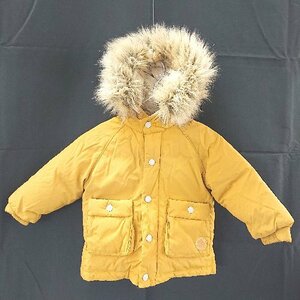 ◇ ZARA ザラ フード ファー フロントボタン チャック キッズ 子供服 長袖 ジャケット サイズ80 マスタード メンズ E