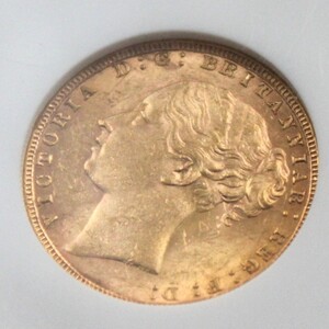 1876年 イギリス ビクトリア女王 １ソブリン 金貨 NGC MS61