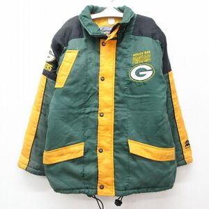 古着 マイティマック 長袖 ナイロン ジャケット キッズ ボーイズ 子供服 00s NFL グリーンベイパッカーズ 刺繍 緑他 グリーン アメフト ス