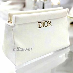 Dior ディオール ポーチ ベルベット スウェード ホワイト ゴールド ノベルティ ノベルティー クリスチャンディオール