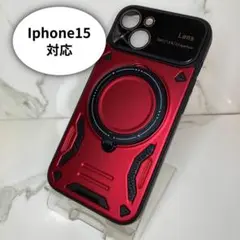 【Iphone15】耐衝撃性 スマホスタンド付き カメラフイルム〇　レッド