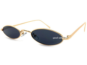 METAL NARROW OVAL SUNGLASS GOLD × SMOKE/メタルナローオーバルサングラスゴールド金スモークレンズ眼鏡メガネめがね細長横長フレームuv