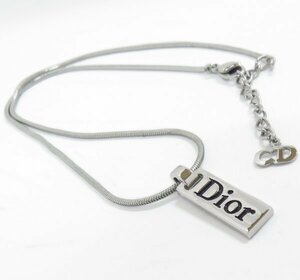 ディオール ロゴ プレート ネックレス Dior ペンダントトップ付き シルバーカラー 送料 380円