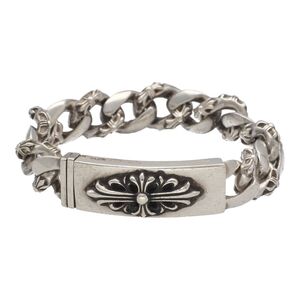 【中古】 CHROME HEARTS クロムハーツ フローラルIDファンシーチェーンブレスレット クロス バングル シルバー 24002912 AO