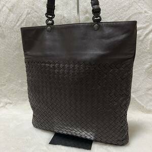 1円【漂う高級感】bottega veneta トートバッグ　イントレチャート　ブラウン　ボッテガ　肩掛け 