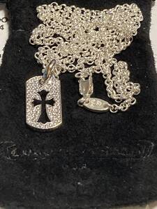 1円超美品 CHROME HEARTS クロムハーツ DOGTG.CO CROSSPAVE/ROLL CHAIN20インチ シルバー925 USED インボイスコピー他付属品完備