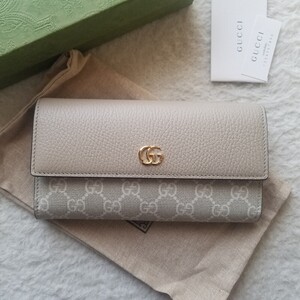 新品 GUCCI グッチ GGスプリーム キャンバス コンチネンタル ウォレット 長財布 オートミール 456116 AACFE 9543