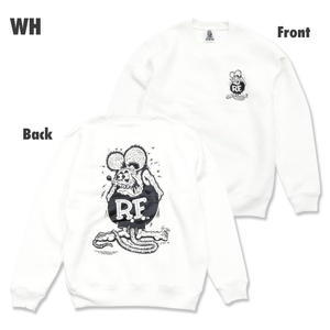 Lサイズ Rat Fink Mono Standing スウェットシャツ RISKF098 ホワイト ラットフィンク モノ スタンディング （秋冬モデル）