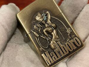 1円 ZIPPO ライター マルボロ Marlboroジッポ Zippoオイルライター真鍮製 中古品 喫煙グッズ ジッポー 火花確認済R657233