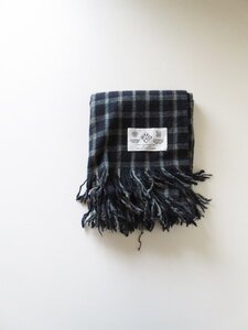 美品 R&D.M.Co- / オールドマンズテーラー WOOL BLANKET D.NAVY CHECK / ウール ブランケット マフラー ストール