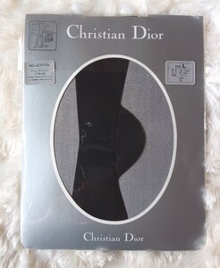 新品レア《Christian Dior》ロゴ入りアウトゴム♪綿マチ付き ハイゲージ シアーサポートストッキングつま先補強 かかと付き♪ノアール《L》