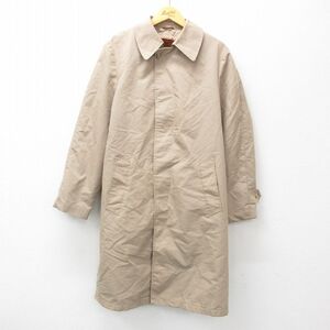 L/古着 シアーズ 長袖 ステンカラー コート メンズ 70s ロング丈 ベージュ カーキ 内側ファー 24dec16 中古 アウター