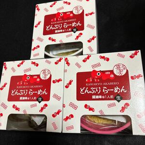 会津　喜多方　どんぶりらーめん　どんぶり&ラーメン1人前　白黒ピンク　3色セット　河京　赤べこ　ラーメン　ドンブリ　食器