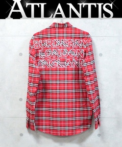 バーバリー BURBERRY 長袖シャツ トップス チェック 赤 コットン size:M 【66729】