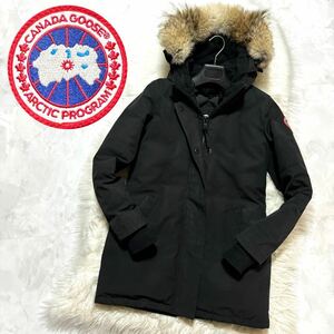 本物 カナダグース 3037LA ビクトリア コヨーテ ファー付き ダウン ジャケット M 黒 CANADA GOOSE