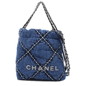 シャネル シャネル22 ミニチェーンショルダー バッグ ブランドオフ CHANEL デニム ショルダーバッグ デニム 中古 レディース