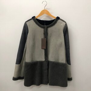 TEI 【現状渡し品】 BALMAIN バルマン 1664171 ムートンコート グレー サイズ：11 レディース 〈169-240101-MK-14-TEI〉