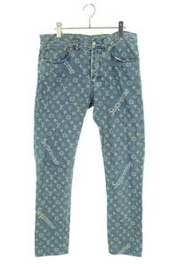 シュプリームルイヴィトン SUPREME LOUISVUITTON 17AW Monogram Jeans サイズ:30インチ モノグラムレギュラーデニムパンツ 中古 OM10