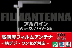 地デジ ワンセグ フルセグ L字型 フィルムアンテナ 左1枚 アルパイン ALPINE 用 VIE-X077RV-GB 対応 フロントガラス 高感度 車