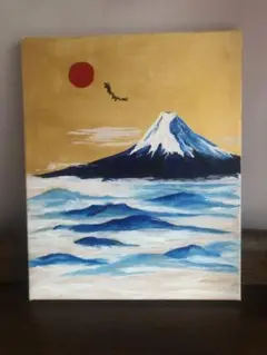 ★絵画★アクリル絵の具作品★アナログアート★辰年★富士山★初日の出★