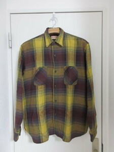 ☆美品☆Sugar Cane/シュガーケーン　SC29152　XL TWILL CHECK WORK SHIRT　イエロー　ワークシャツ　ネルシャツ　アメカジ　長袖チェック