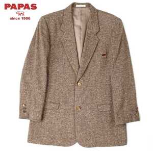 究極の着心地と新しい大人カジュアル定番!! PAPAS パパス 国内正規品 日本製 最高級ネップツイードウール2Bテーラードジャケット M 美品