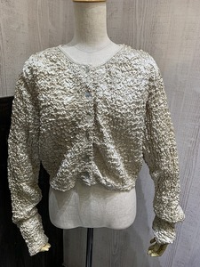 80s ビンテージ DAWN JOY FASHIONS ポップコーン 加工 クロップド丈 ジャケット トップス カーディガン レトロ レディースビンテージ