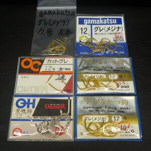 Gamakatsu がまかつ鈎 グレ(メジナ) 12号 10本入 等合計6点セット ※在庫品 (18m0404)※クリックポスト