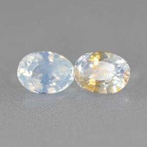 天然シルキーサファイアルース2個 0.415ct★オーバルミックスカット★シルキー★非加熱の可能性有り★