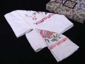 BATIK&SARASA バティックアンドサラサ スドウタオル コットン100％ 花柄 バスタオル フェイスタオル 2点セット アイボリー系 DE3806