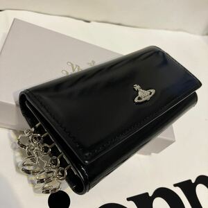 送料込元箱付●新品● Vivienne Westwood 五連キーケース ダークネイビー 本牛革リング レザー ヴィヴィアン ウエストウッド ビビアン