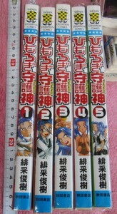 ★即決レターパック520で発送、ひもろぎ守護神、緋采俊樹、コミック漫画本5巻揃い、全部初版、透明カバー付き、秋田書店