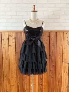 INGNI レディース リボン ワンピース Mサイズ 黒 フォーマル パーティドレス ブラック フリル ミニスカート ribbon onepiece dress J