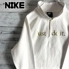 NIKE　ナイキ　y2k　ハーフジップスウェット　短丈　白金　レディースS