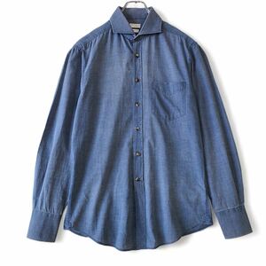 美品/Mサイズ相当◎BRUNELLO CUCINELI シャンブレー デニム 長袖 シャツ ブルネロクチネリ メンズ ビジネス 春夏 薄手 高級感 肌触り◎