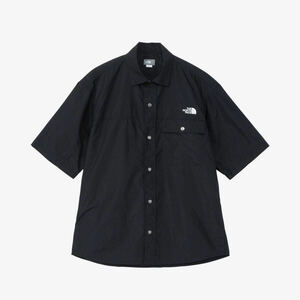 XL 新品 ノースフェイス ショートスリーブ ヌプシ シャツ ブラック Nuptse Shirt 半袖 ボタンダウン 切り返し ヌプシシャツ 黒 刺繍 ロゴ