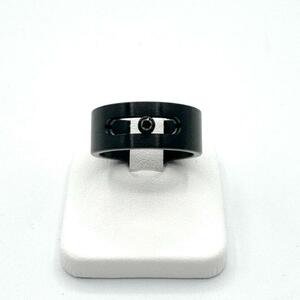 【25.5号】メシカ リング 指輪 メンズ チタン ブラック ダイヤ ムーブ