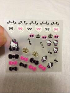 ネイルシール キティーちゃん サンリオ 黒×ピンク 3枚出品