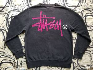 雰囲気◎ STUSSY ステューシー スウェット シャツ Sweats ビッグ ロゴ 両面 プリント トレーナー 色褪せ フェード 中古 オールド サイズ M