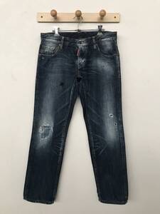 DSQUARED2 74LA278 ディースクエアード イタリア製 メンズ ペイントダメージ加工 ワッペン付きデニムパンツ 良品 size 46