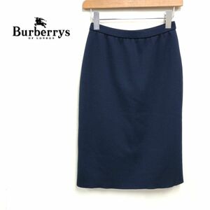 1O1225-J◆BURBERRYS バーバリーズ ニットタイトスカート◆ネイビー サイズM レディース ボトムス 毛100% ウール 暖かい 秋冬 ウエストゴム